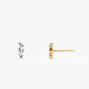 Natural Diamond Multi Shape <b>Stud</b> Earrings 14K White Yellow Rose Gold 0.30 Carat VS Clarity Prong Set Hypoallergenic Jewelry - Product Image 4