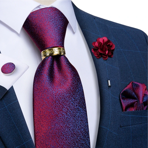 Corbatas de seda para hombre en colores púrpura, rojo y azul, de 8 cm de ancho, para bodas y fiestas, accesorios para hombre, pañuelo de bolsillo, gemelos, broche. - Product Image 1