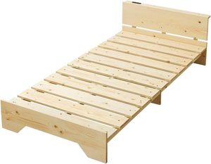 Cama semi-individual de diseño tradicional con escenario de madera natural Camas de madera maciza - Product Image 1