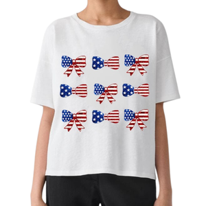 Camiseta de Algodón 100% para Mujer, Diseño de Parches Transpirable con Motivos de Cuentas, para el Día Nacional del 4 de Julio, Estilo Regular, Personalizable, OEM/ODM de Alta Calidad - Product Image 2