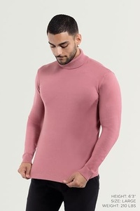 Pull à col roulé en polyester noir uni pour homme, tricoté, avec propriétés anti-rétrécissement et respirantes, manches longues, pour le printemps - Product Image 3