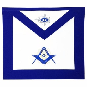 Master Mason Blue Lodge <b>Apron</b> - <b>White</b> & Blue Square & Compass G quality fabrics, and expert workmanship. - Product Image 4