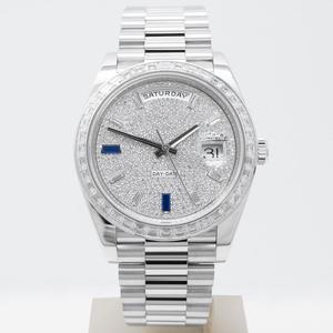 Reloj de Lujo Mecánico de Edición Limitada con Esfera de Platino con Incrustaciones de Diamantes y Bisel de Zafiro y Diamantes, Moderno, de Acero Inoxidable - Product Image 1