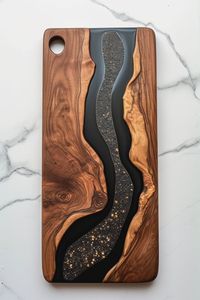 Planche à découper en bois époxy multi-usages pour hacher et servir, planche en bois époxy naturel pour la préparation des aliments en cuisine - Product Image 2
