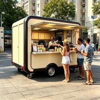 Chariot compact pour mini-beignets et café avec friteuse, machine à café et station à sucre en poudre pour le petit-déjeuner rapide