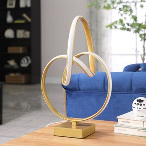 Lampada da tavolo moderna astratta Infinity da 19 pollici in oro opaco - Product Image 3