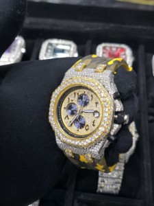 Reloj de Lujo Antiguo de Dos Tonos con Diamantes Redondos, Cuarzo Analógico, para Hombre, Acero Inoxidable, Cristal de Zafiro, 41MM - Product Image 4