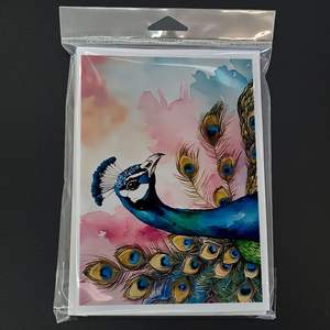 Whimsical Peacock A7 Tamaño 5x7 Tarjetas de notas en blanco Paquete de 8 con sobres Tarjetas de felicitación - Product Image 3