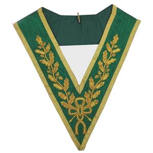 Écusson personnalisé pour officiers du Grand Conseil, en tissu velours écologique, or et vert, pour les degrés maçonniques alliés, forme rectangulaire - Product Image 1