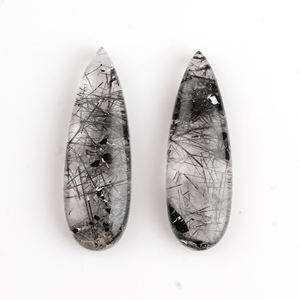 ลูกปัดควอตซ์รูไทล์สีดำธรรมชาติทรงลูกแพร์ขนาด 10x30 มม. คุณภาพเยี่ยม ขัดเงาสูง เหมาะสำหรับทำเครื่องประดับ DIY - Product Image 1