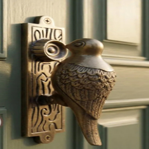 Battant de porte en laiton motif oiseau, poignée de porte vintage, quincaillerie de porte d'entrée antique - Product Image 1