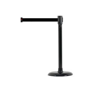 [BS-BK(BK)] Poste separador de filas con cinta retráctil lenta y función de desaceleración, equipo de seguridad para control de multitudes con bordes circulares - Product Image 1