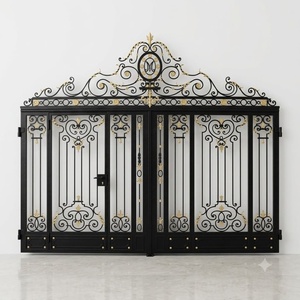 Puerta Doble Abatible de Hierro Forjado Estilo Europeo KHP, Recubierta con Pintura en Polvo, Resistente al Óxido, Fácil de Montar, Garantía de 3 Años, Uso en Exteriores - Product Image 1