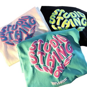 T-shirt personnalisé surdimensionné unisexe avec impression en relief par transfert thermique, impression en relief 3D du logo, fabrication sur mesure - Product Image 2