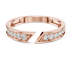 Bague en or rose à motif chevron ouvert avec diamants pour femme, bijoux minimalistes en moissanite, cadeau de mariage - Product Image 2