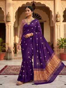 Sari en soie Gajji pure avec bandhani et pallu en zari doré - Product Image 3