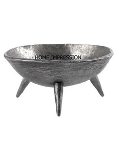 Matériau lourd solide en fonte brute en aluminium avec 3 pattes bol à fruits 4 orteils Metal Standing Designer Black Bowl - Product Image 1