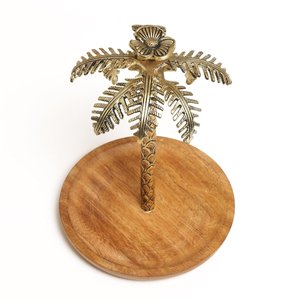 Modern Luxury Round Wooden Arabic Decorative <b>Tray</b> with Brass Palm Tree Handmade Dates Serving Bowl Party Disposable - Product Image 3