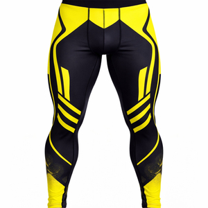 Impression de logo personnalisée, légers, de haute qualité, collants de compression pour hommes, leggings sans couture, séchage rapide, respirants, taille élastique - Product Image 4