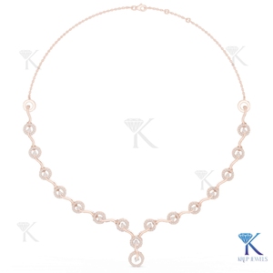 Stunning Lab Grown Diamond Filled Floral Wave Link <b>Statement</b> <b>Necklace</b> Brilliant Cut Clover Drop Pendant Pure Gold Jewelry - Product Image 5