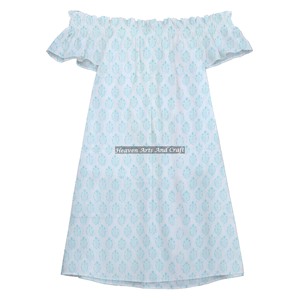 Robe à épaules dénudées imprimée à la main, tissu en coton de haute qualité, robe de mariée de luxe en coton imprimé à la main - Product Image 3