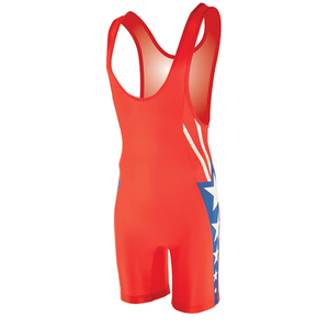 Men's Fitted Wrestling Singlet Sublimation Print Red <b>Blue</b> <b>White</b> Stars Moisture Wicking Sports Apparel Custom Design Men's stars - Product Image 4