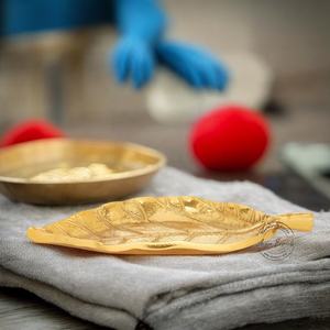 ถาดทองเหลืองสำหรับตกแต่งรูปทรงใบไม้หรูหราพร้อมผิวสีทองเหมาะสำหรับเป็นของขวัญบนโต๊ะโต๊ะการแสดงสำเนียงและตกแต่งบ้าน - Product Image 1