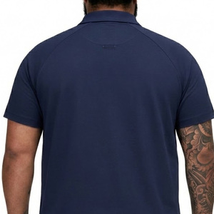Polo de Manga Corta Azul Marino para Hombre, Talla Grande, Estilo Casual, Color Sólido, Tejido de Piqué de Algodón - Product Image 3