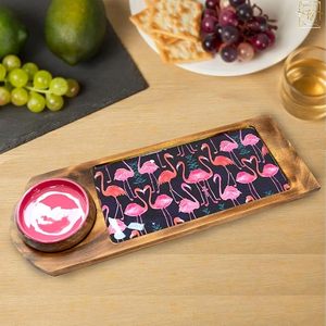 Bandeja de Servir de Madera Económica con Tres Recipientes para Condimentos y Diseño Floral para Uso en el Hogar y Restaurantes - Product Image 6