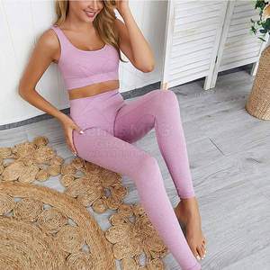 Ensemble de yoga respirant pour femme, service OEM, léger, couleur unie, écologique, séchage rapide, 2 pièces, Spandex/Polyester - Product Image 3