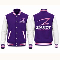 Veste Bomber Varsity Personnalisée Rouge, Noir et Blanc à Boutons Pression de l'Industrie Ziakot – Vente en Gros Directe
