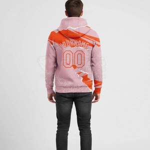 SPINE CRAFT Men's Casual Sportswear Pullover Sweatshirt Custom Pink <b>Orange</b> <b>Hoodie</b> With Team Name And Number Sublimation Print - Product Image 6