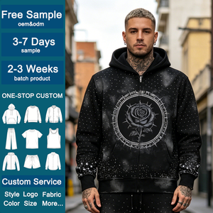 Factory-Direct Unisex Zip-Up <b>Hoodie</b> 100% Cotton Embroidered Oversized Streetwear <b>Gothic</b> Washed OEM <b>Hoodie</b> - Product Image 2