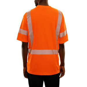 Orange Hi Vis Short Sleeve T-Shirts Reflective Safety Stripes Work Wear Uniforms High Visibility T-Shirts For Men - Product Image 3