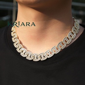 S925 Gold Plated Lab Grown Diamond Zircon Link <b>Chain</b> Necklace Hiphop Statement Jewelry Everyday Wear - Product Image 1