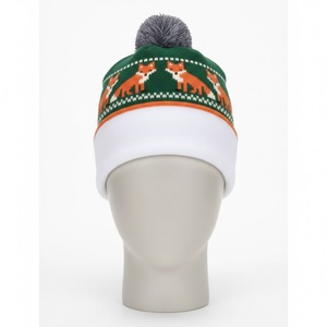 หมวกบีนนี่ถักไหมพรมแบบกำหนดเองสำหรับผู้ชาย ผ้าสแปนเด็กซ์ผสมคอตตอน อุ่นสบาย ลายพราง ปักโลโก้ ใส่ได้ทั้งชายหาดและในชีวิตประจำวัน แบบลายแจ็คการ์ด - Product Image 2