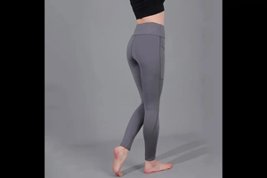 Leggings de compression imprimés pour femmes, taille haute élastique, effet push-up, longueur intégrale, couleur chair, avec poches, pour le yoga, vente en gros - Product Image 3