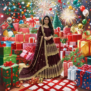 Conjunto de Fiesta Vintage de Alta Gama con Lehenga y Dupatta de Georgette Sintética con Bordado de Lentejuelas de 5 mm, Largo hasta el Suelo, de Secado Rápido - Product Image 1