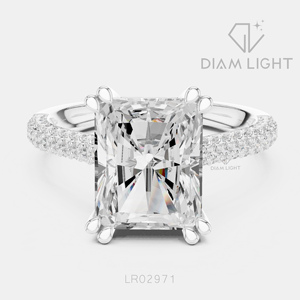 Anillo de Compromiso con Diamante Cultivado en Laboratorio, Corte Radiante, Certificado IGI, 4.70CT, Oro Blanco de 14KT, Color F+, Claridad VS+, Anillo de Promesa, Regalo para Mujer - Product Image 1