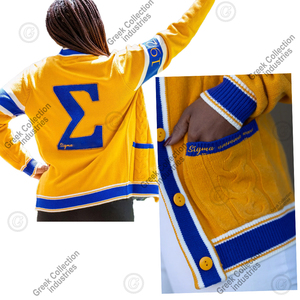 sorority Sigma Gamma Plus Size SGRho <b>cardigan</b> Women's Sweater for Winter Breathable with Embroidery Decoration button front - Product Image 4