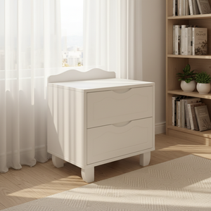 White Wooden Children Nightstand with 2 Drawers <b>Bedside</b> <b>Storage</b> Table Kids Room Furniture Factory Supply - Product Image 1