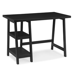 Redina Contemporary <b>Wood</b> Computer <b>Desk</b> with Storage <b>Black</b> & Red Modern Design for Home Office - Product Image 2