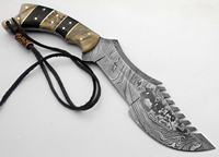 Couteau de chasse multifonctionnel artisanal en acier Damas de qualité industrielle supérieure, manche en bois, pour la chasse et le camping, garantie 3 ans