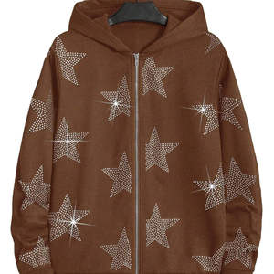 Custom 100% Cotton Streetwear Heavyweight Men's Rhinestone Hoodie Regular Fit Quick Dry Rhinestones Hoodie - Product Image 1