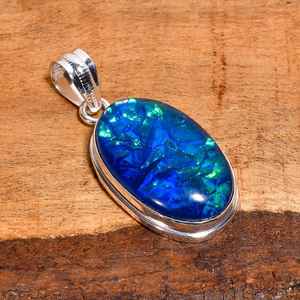 Colgante de ópalo triple australiano, joyería bohemia hecha a mano en plata de ley 925, regalo para mujer - Product Image 3