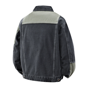 Chaqueta Vaquera Casual para Hombre, Corte Holgado, Diseño con Parches, Manga Larga, Cierre de Botones, Cuello Camisero, Acabado Stonewash - Product Image 3
