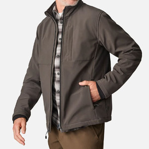 Chaqueta de Forro Polar Gris para Hombre con Cierre de Cremallera, Cuello Alto, Ropa Exterior Informal Resistente al Viento para Otoño - Product Image 3