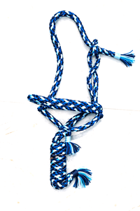 <b>Braided</b> Nylon Horse Halter Set Blue and White Equestrian Supplies - Product Image 2