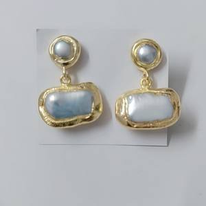 Wholesale Price Natural Pearl <b>Long</b> <b>Earrings</b> 3.5CM 925 Sterling <b>Silver</b> 18K Gold Plated Jewelry Bridal Pearl <b>Earrings</b> Gift for Her - Product Image 2