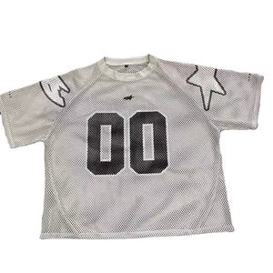 Custom Streetwear Mesh Football Jersey Oversized <b>Hip</b> Hop Unisex V-Neck Graphic Sublimated Print Athletic Tops Anti-Bacterial - Product Image 1